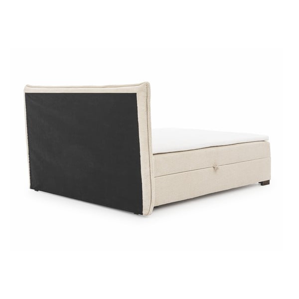 Letto boxspring beige con contenitore 200x200 cm Lysa – Ropez-image-3