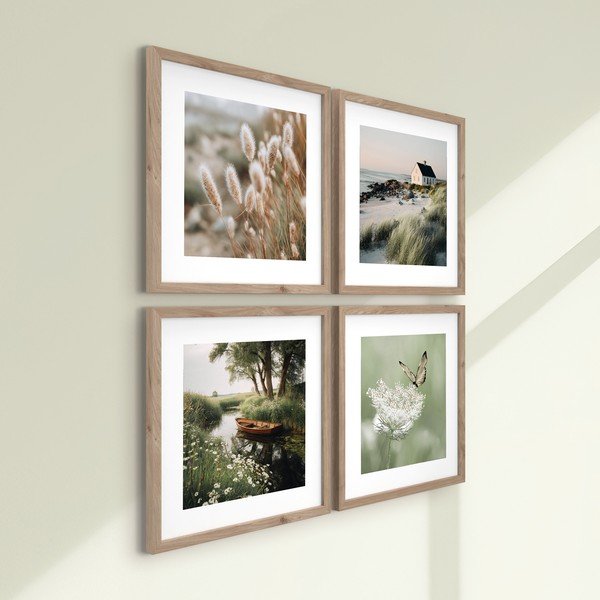 Set di dipinti stampati con cornice inclusa 4 pz 30x30 cm Subtle Nature – Styler-image-3