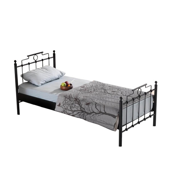 Letto singolo in metallo nero con griglia 90x200 cm Hatkus - Kalune Design-image-2