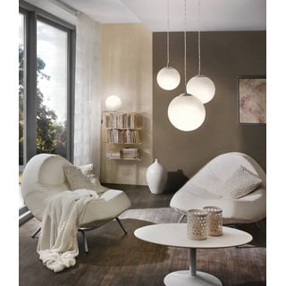 Lampadario bianco/argentato con paralume in vetro ø 20 cm RONDO – EGLO
