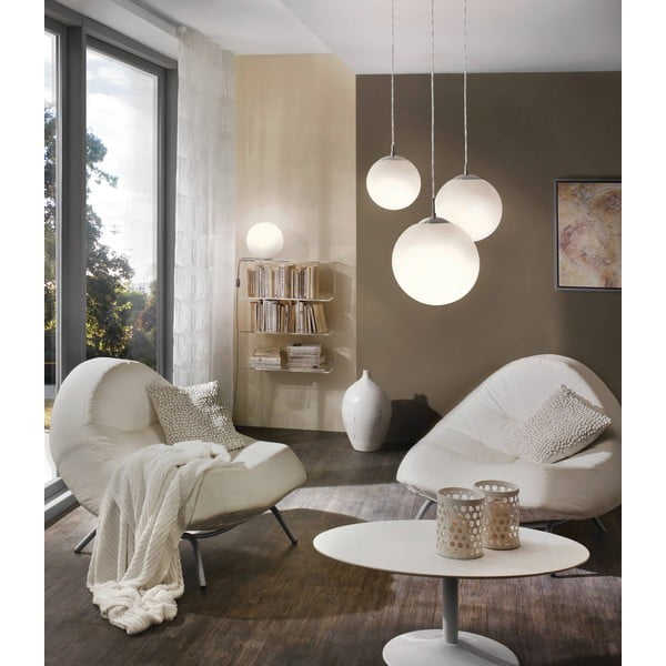 Lampadario bianco/argentato con paralume in vetro ø 20 cm RONDO – EGLO-image-1