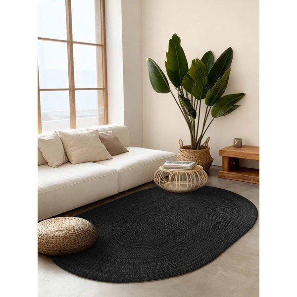 Tappeto nero in iuta reversibile/tessuto a mano 160x230 cm Braided – Hanse Home-image-1