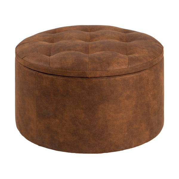 Pouf in similpelle marrone cognac , ⌀ 60 cm Retina - Actona