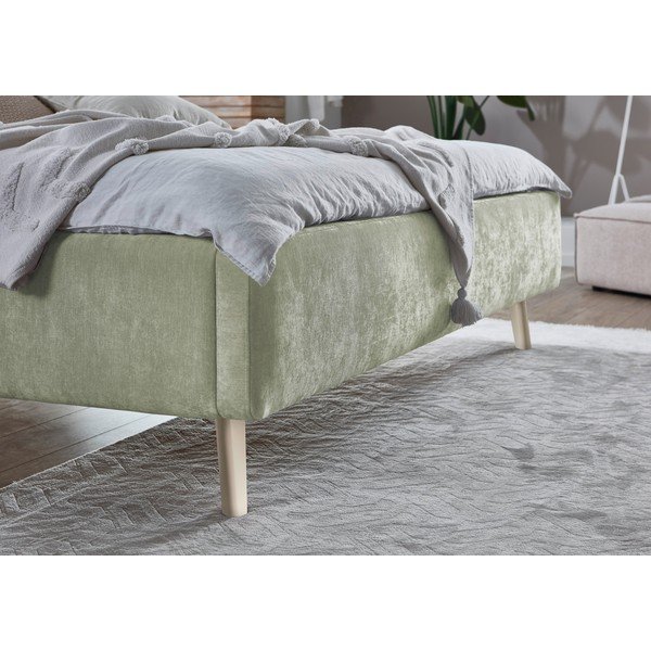 Letto matrimoniale imbottito verde chiaro rete non inclusa 160x200 cm Mattis – Meise Möbel-image-1