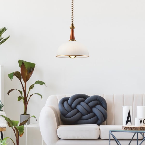 Lampadario di colore marrone-oro con paralume in vetro ø 30 cm Ciara - LAMKUR-image-1