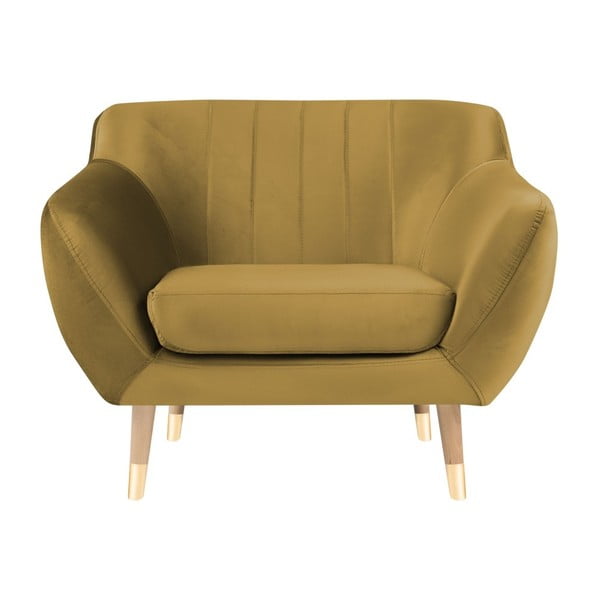 Poltrona in velluto color oro Benito - Mazzini Sofas