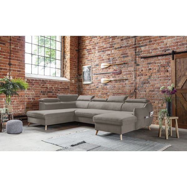 Divano letto angolare a U in velluto marrone chiaro (angolo sinistro) Sweet Harmony - Miuform-image-3