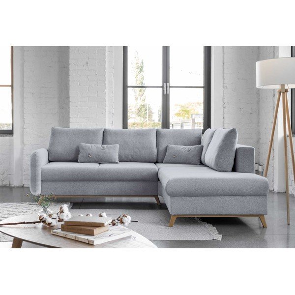 Divano letto angolare grigio chiaro L, angolo destro Scandic Lagom - Miuform-image-1