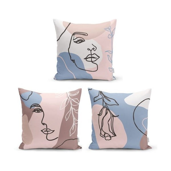 Set di 3 federe decorative Donna minimalista, 45 x 45 cm - Minimalist Cushion Covers