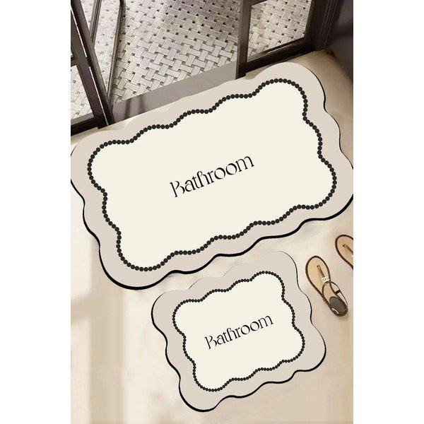 Set di tappetini per il bagno color crema 2 pz 60x100 cm Bounde – Foutastic-image-1