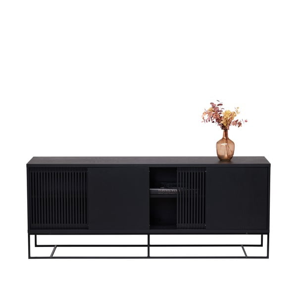 Cassettiera bassa nera in rovere 188x75 cm Ende - Woodman-image-2