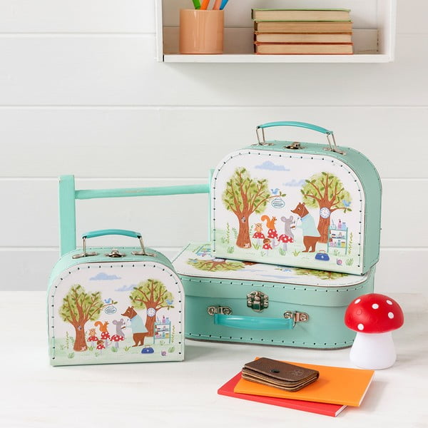 Organizer per giocattoli per bambini in cartone in set da 3 21x28x8 cm Woodland Friends - Rex London-image-1