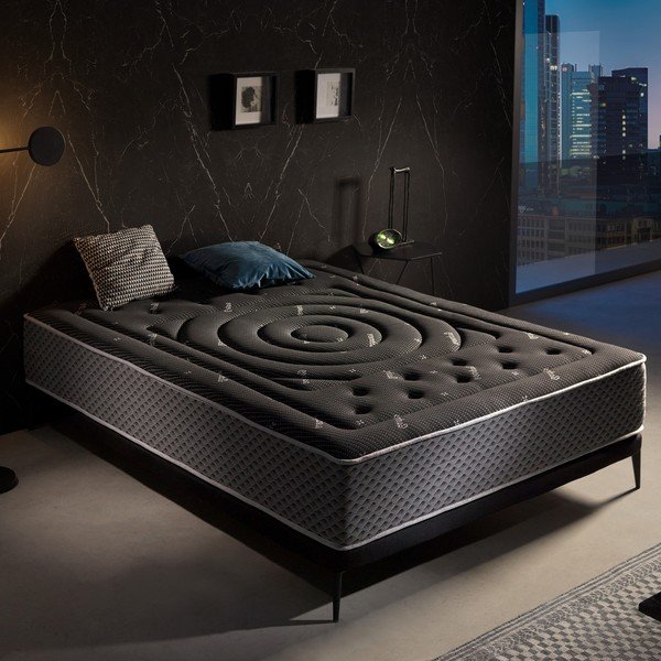 Materasso bifacciale in schiuma media/straordinaria 90x200 cm Premium Black Multizone - Moonia-image-1