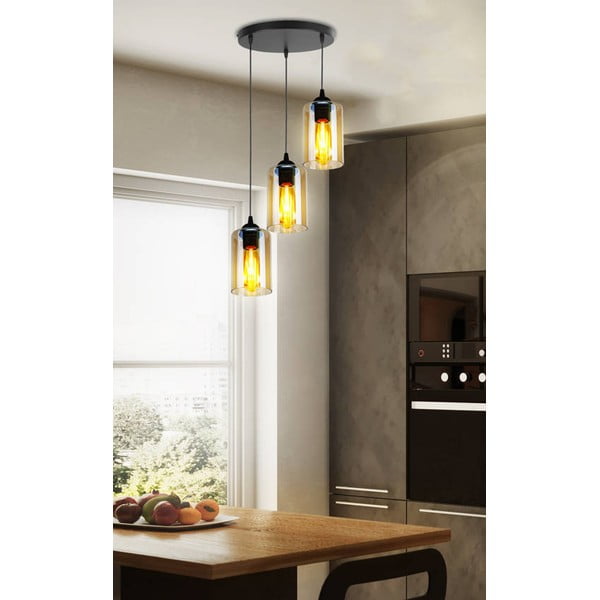 Apparecchio a sospensione nero con paralume in vetro Bistro - Candellux Lighting-image-1