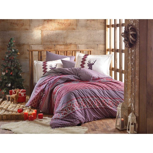 Lenzuolo con popeline di cotone per letto singolo Hobby Claret Red, 160 x 220 cm Clarinda - Mijolnir