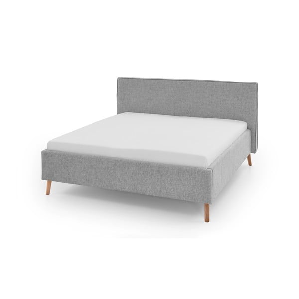 Letto matrimoniale imbottito grigio chiaro con contenitore con rete inclusa 180x200 cm Riva – Meise Möbel