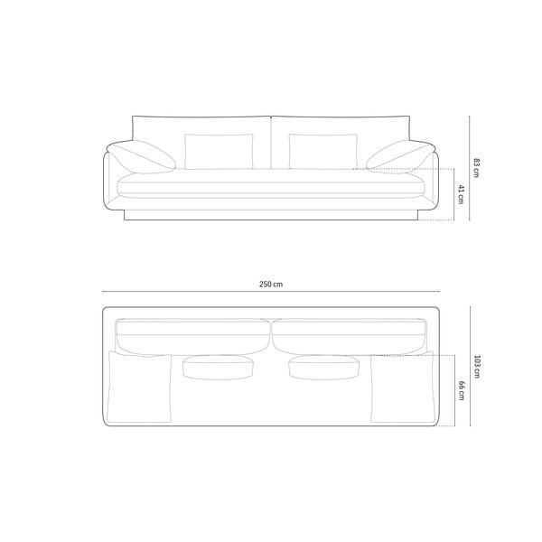 Divano bianco con rivestimento in velluto 250 cm Torino – Micadoni -image-4