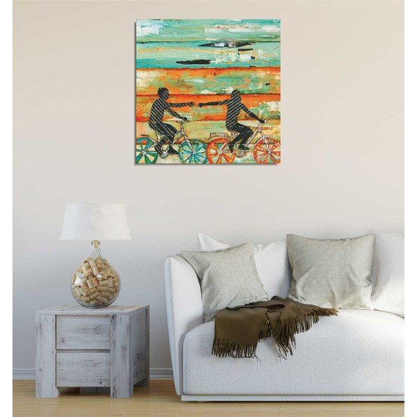 Pittura murale su tela Viaggio in bicicletta, 45 x 45 cm - Wallity-image-1