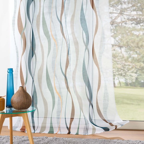 Tenda in voile bianco e blu 140x280 cm Lisana - douceur d'intérieur-image-3