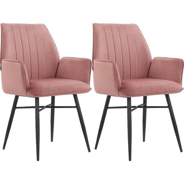 Set di sedie da pranzo rosa chiaro in imbottito 2 pz Anzo – Støraa-image-4