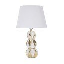 Lampada da tavolo bianca/dorata in ceramica con paralume in tessuto (altezza totale 46 cm) Glam Balls – Mauro Ferretti
