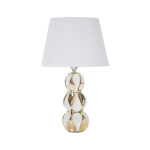 Lampada da tavolo bianca/dorata in ceramica con paralume in tessuto (altezza totale 46 cm) Glam Balls – Mauro Ferretti
