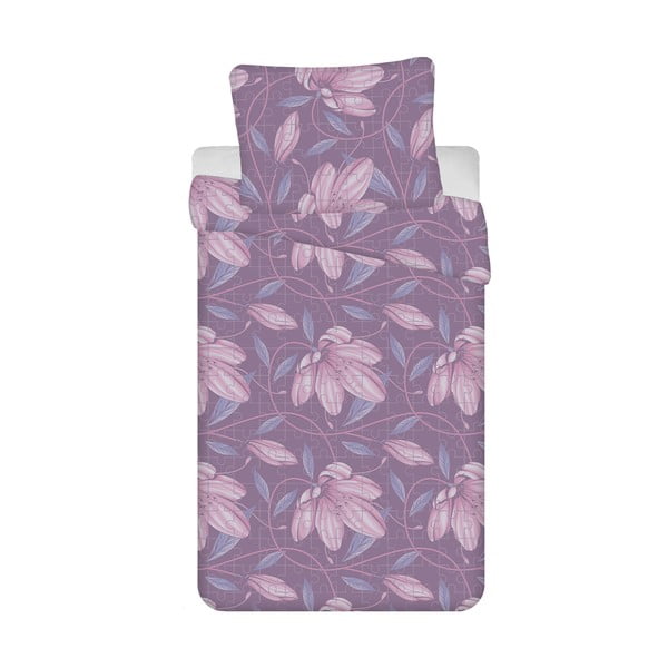 Biancheria da letto in cotone viola 4 pezzi per letto singolo 140x200 cm Orona - Jerry Fabrics