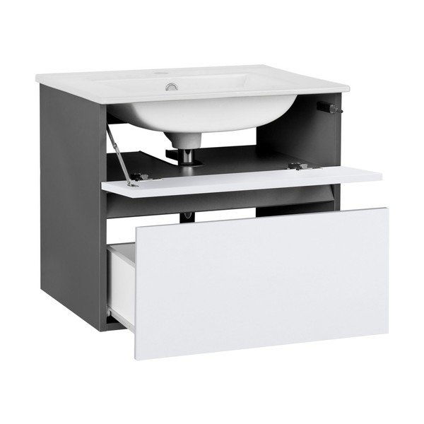 Mobile per bagno bianco-antracite da parete senza lavabo 60x52 cm Wisla - Støraa-image-1