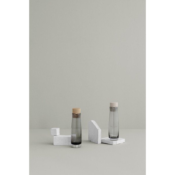 Set di 2 bottiglie per aceto e olio con coperchio in silicone crema - Blomus-image-2