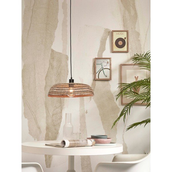 Lampada a sospensione con paralume in seagrass in colore nero-naturale ø 45 cm Pantanal - Good&Mojo-image-3