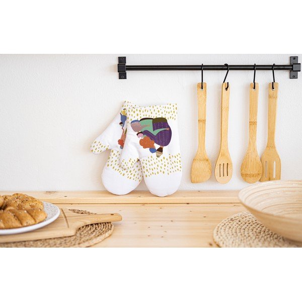 Set di 2 guanti da cucina in cotone bianco Family - Butter Kings-image-1