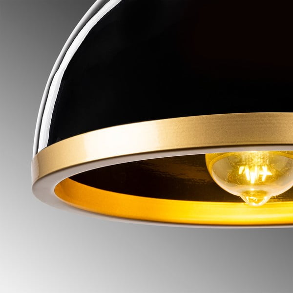 Lampada a sospensione in nero e oro con paralume in metallo ø 30 cm Ferenci - Opviq lights-image-2