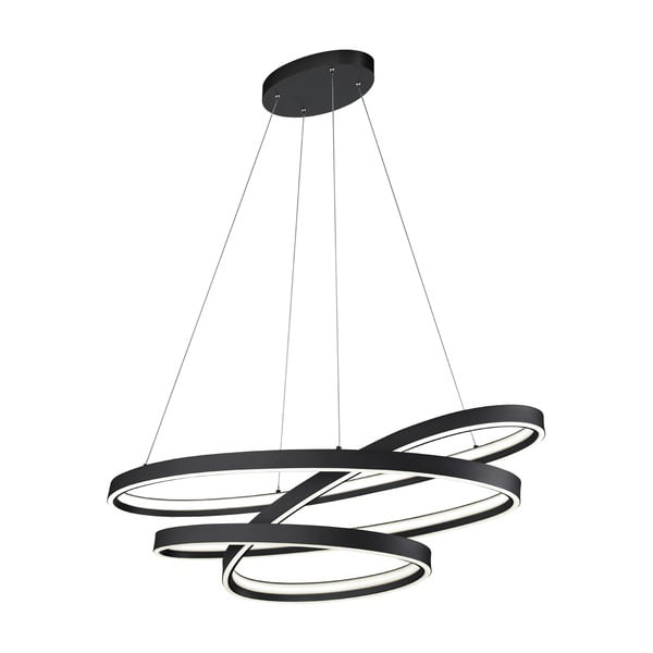 Apparecchio a sospensione a LED nero con comando vocale/applicazione mobile con paralume in metallo Ciola - CINQUE-image-3