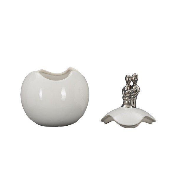 Contenitore in ceramica bianca con dettagli in argento Famiglia Grande - Mauro Ferretti-image-3