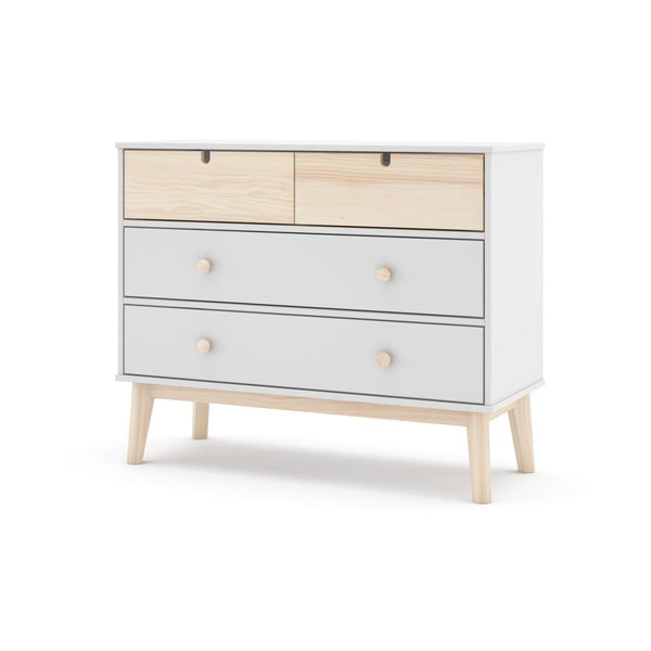 Cassettiera bassa bianca per bambini 100x81 cm Estefania - Marckeric-image-3