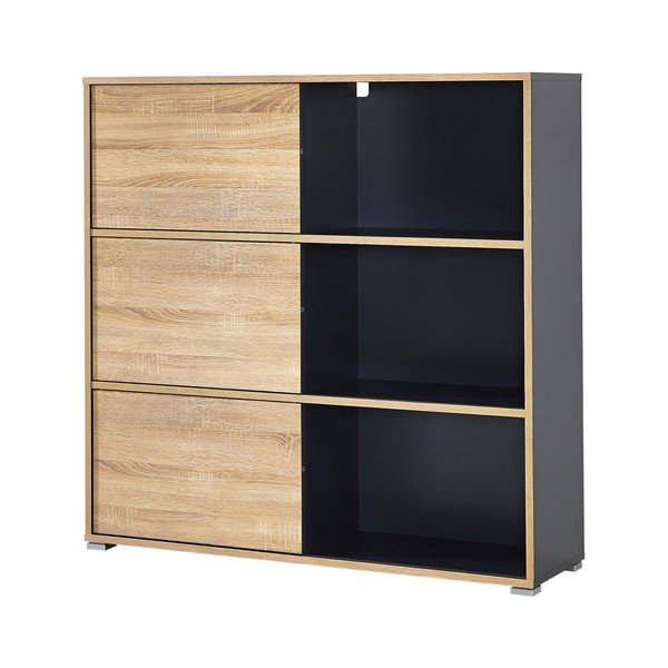 Libreria nera in rovere 120x119 cm Slide - Germania-image-2