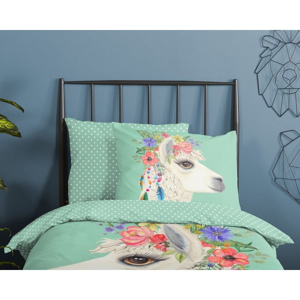 Set copripiumino e federa da bambini color menta in cotone per letto singolo ed esteso 140x220 cm Joey – Good Morning-image-2