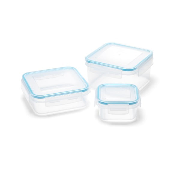 Set di 3 barattoli per alimenti con coperchio Clip And Close Square Clip & Close - Addis