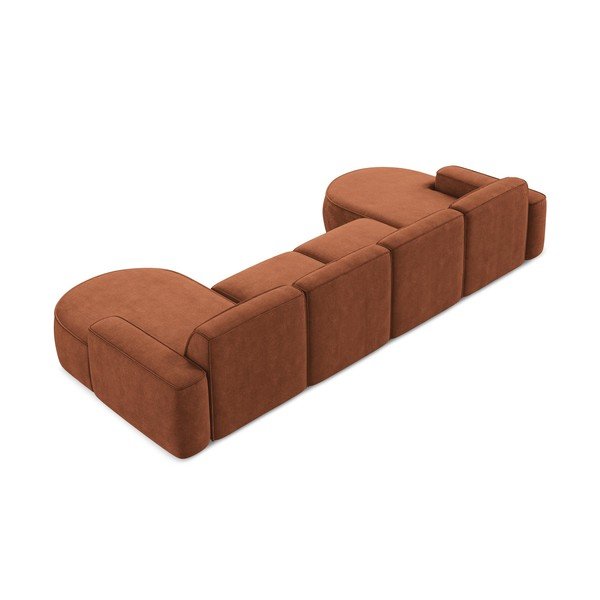Divano angolare color terracotta (a U) con rivestimento in ciniglia Omao – Makamii-image-3