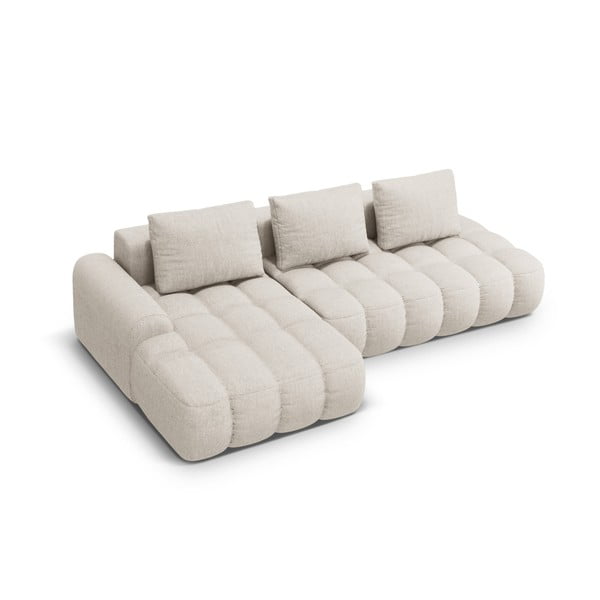 Divano angolare beige allungabile/con contenitore (con penisola a sinistra/con chaise lounge) Linz – Cosmopolitan Design-image-3