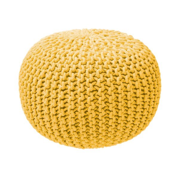 Hořčicový pletený puf ZicZac