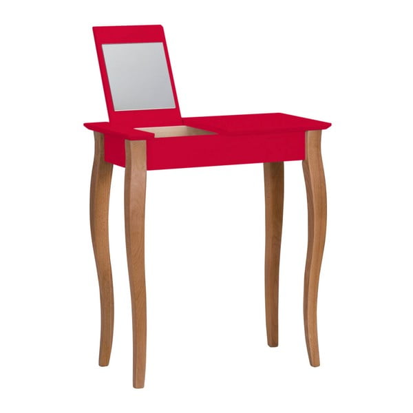 Comodino rosso con specchio, larghezza 65 cm Lillo - Ragaba