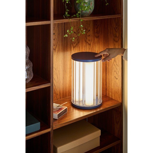 Lampada da tavolo LED blu in vetro con intensità regolabile (altezza totale 30 cm) Aru – Hübsch-image-1