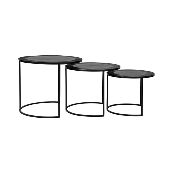 Tavolini rotondi in metallo nero in set di 3 pezzi ø 55 cm Tres - LABEL51