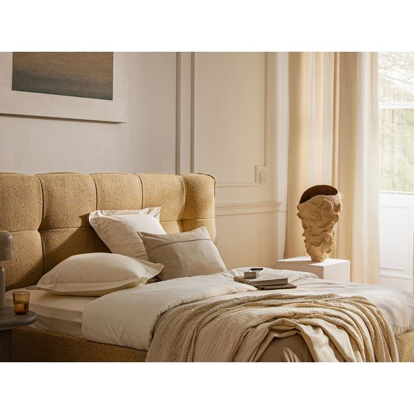 Letto matrimoniale imbottito color mattone con contenitore con rete inclusa 140x200 cm Eric – Micadoni -image-1