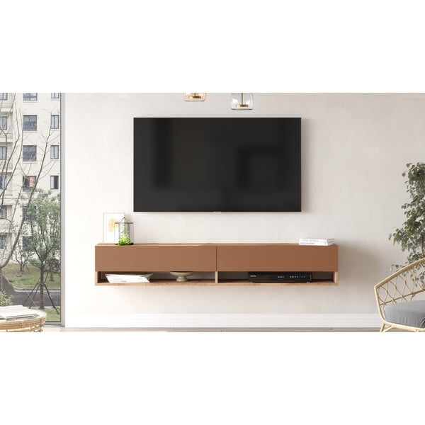Mobile TV color mattone-naturale effetto pino 180x29x32 cm - Kalune Design-image-3