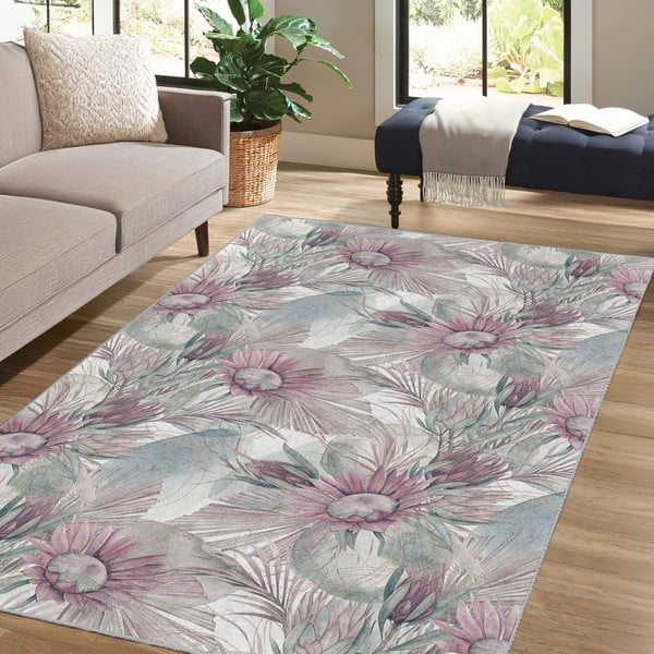 Tappeto viola/grigio lavabile 160x230 cm Dusty Flowers – Mila Home-image-4