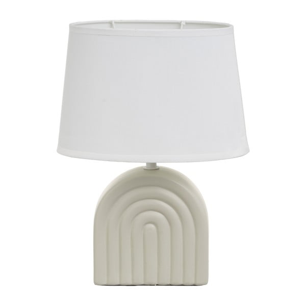 Lampada da tavolo in ceramica bianca e beige con paralume in tessuto (altezza 31 cm) - Casa Selección