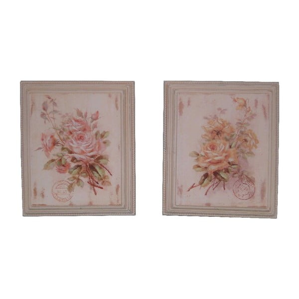 Set di 2 dipinti Rose, 25,5 x 30,5 cm - Antic Line