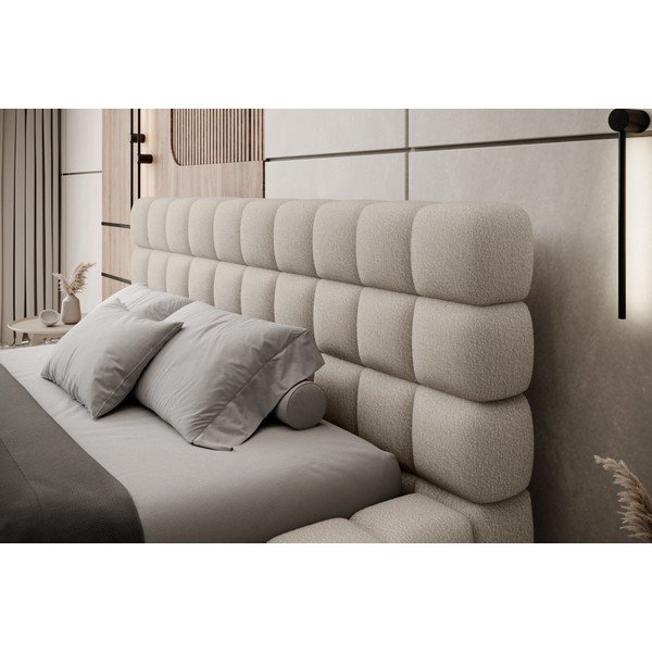 Letto matrimoniale imbottito beige con contenitore e rete inclusi 140x200 cm Dizzle – ELTAP-image-3